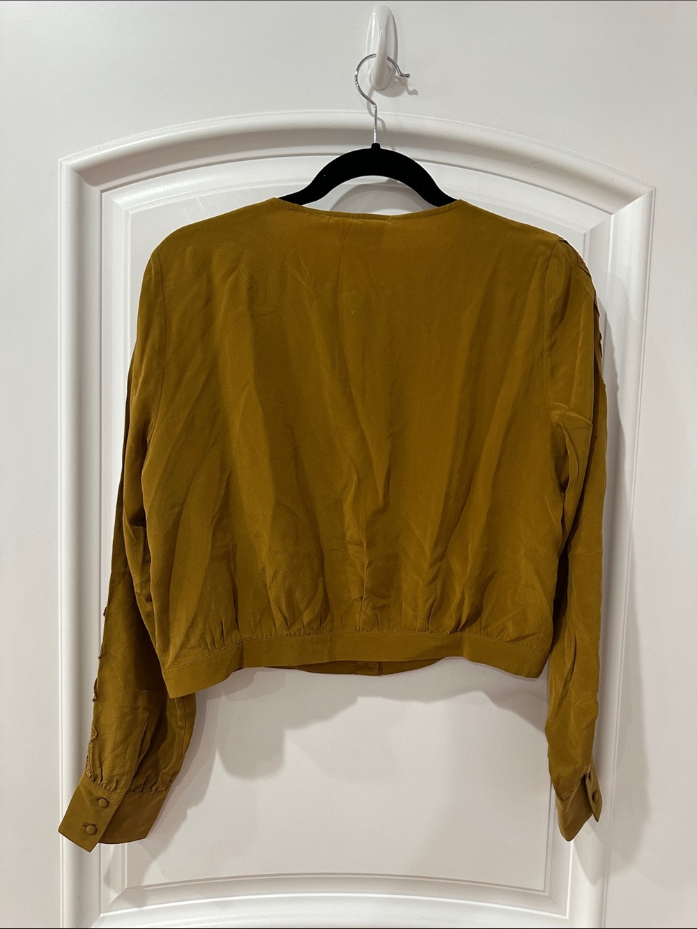 Sezane Olive-Mustard Embroidered Button shirt size 4 - Picture 10 of 16